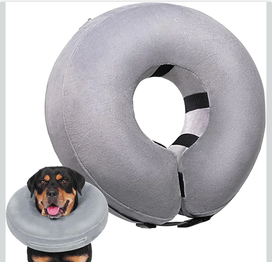 Crazy Felix Dog Donut Pillow Cone Collar Alternative After Surgery Soft Cone to Stop Licking Inflatable Dog Head Collar for Small Medium Dogs Bulldog Pug