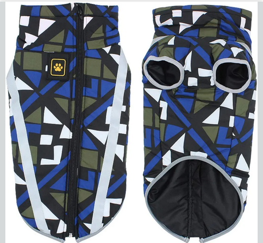 Pet Coat Dog Waterproof Vest Jacket Reflective Cold Weather Coat Plaid Warm Winter Costume for Small Medium Large Dog (4XL, Blue)