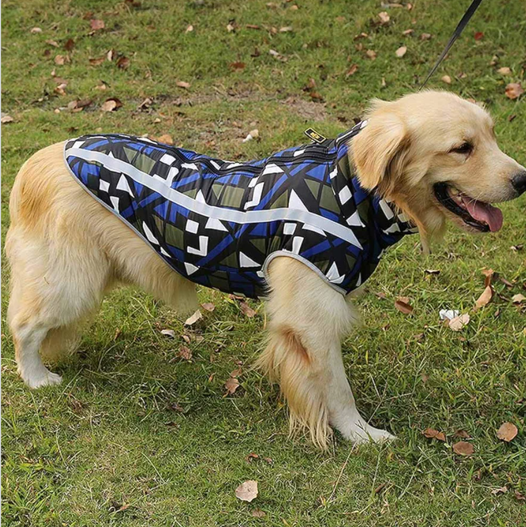 Pet Coat Dog Waterproof Vest Jacket Reflective Cold Weather Coat Plaid Warm Winter Costume for Small Medium Large Dog (4XL, Blue)