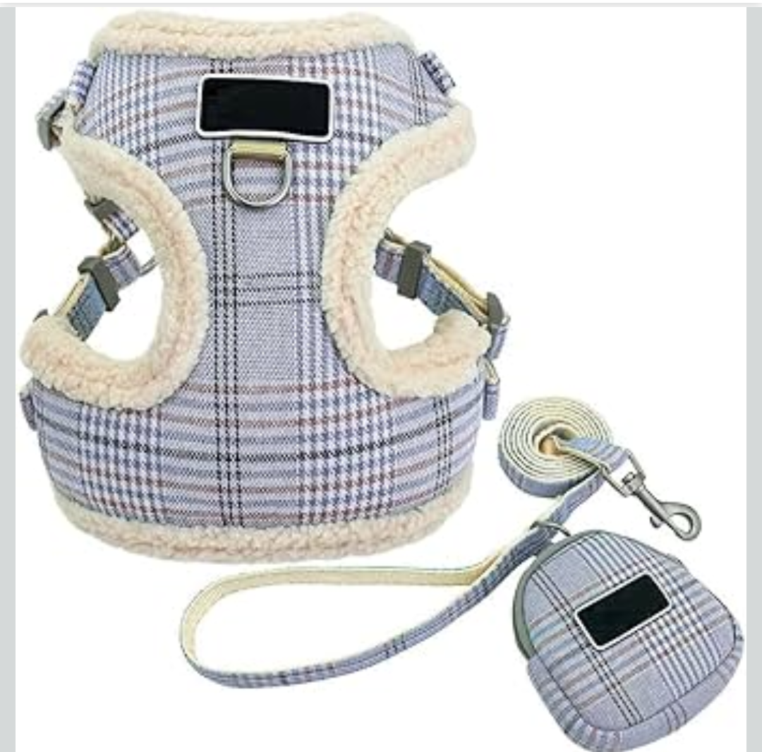 Dog Cat Harness with Leash Blue Soft Pet Dog Harnesses Vest No Pull Adjustable Puppy Cat Harness Leash Set for Small Medium Dogs Coat M