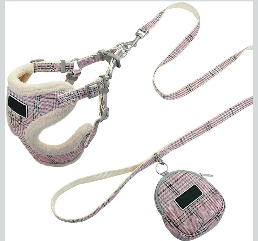 Dog Cat Harness with Leash Blue Soft Pet Dog Harnesses Vest No Pull Adjustable Puppy Cat Harness Leash Set for Small Medium Dogs Coat M