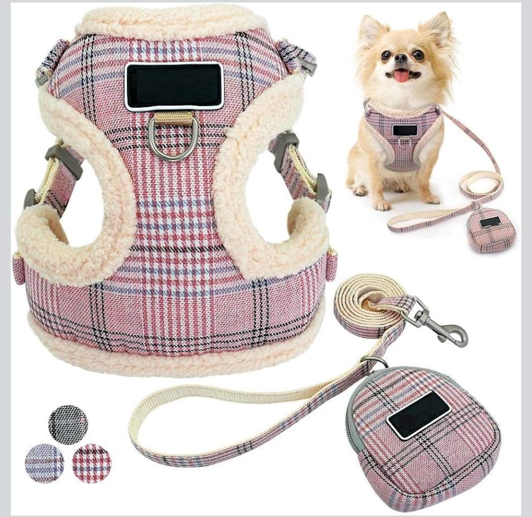 Dog Cat Harness with Leash Blue Soft Pet Dog Harnesses Vest No Pull Adjustable Puppy Cat Harness Leash Set for Small Medium Dogs Coat M