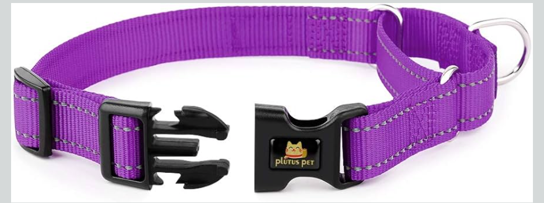 PLUTUS PET Reflective Martingale Collar with Quick Snap Buckle,No Pull Dog Choker Collar for Small Medium Large Dogs,S,Purple