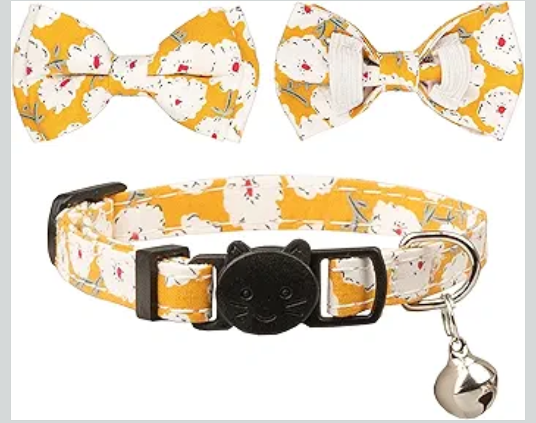 FUNAT Flower Collar Suitable for Cats Dogs, Pet Cotton Polyester Floral Collar, Plastic Buckle Collar for Small Dogs