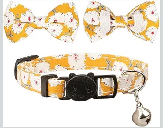 FUNAT Flower Collar Suitable for Cats Dogs, Pet Cotton Polyester Floral Collar, Plastic Buckle Collar for Small Dogs