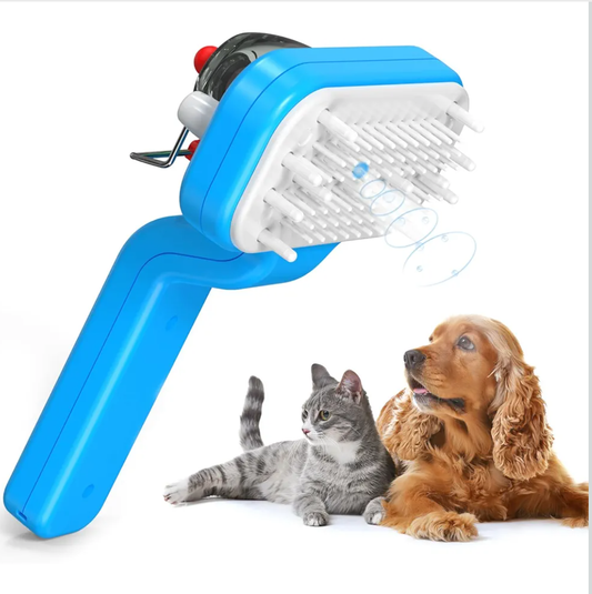 Pet Grooming Comb by DEALGO, Cat Brush, Dog Brush, Humidified & Massaging & Detangling, One-button Remove Hair, Non-Slip Handle, Rechargeable, For Cats & Dogs (Blue, Regular)