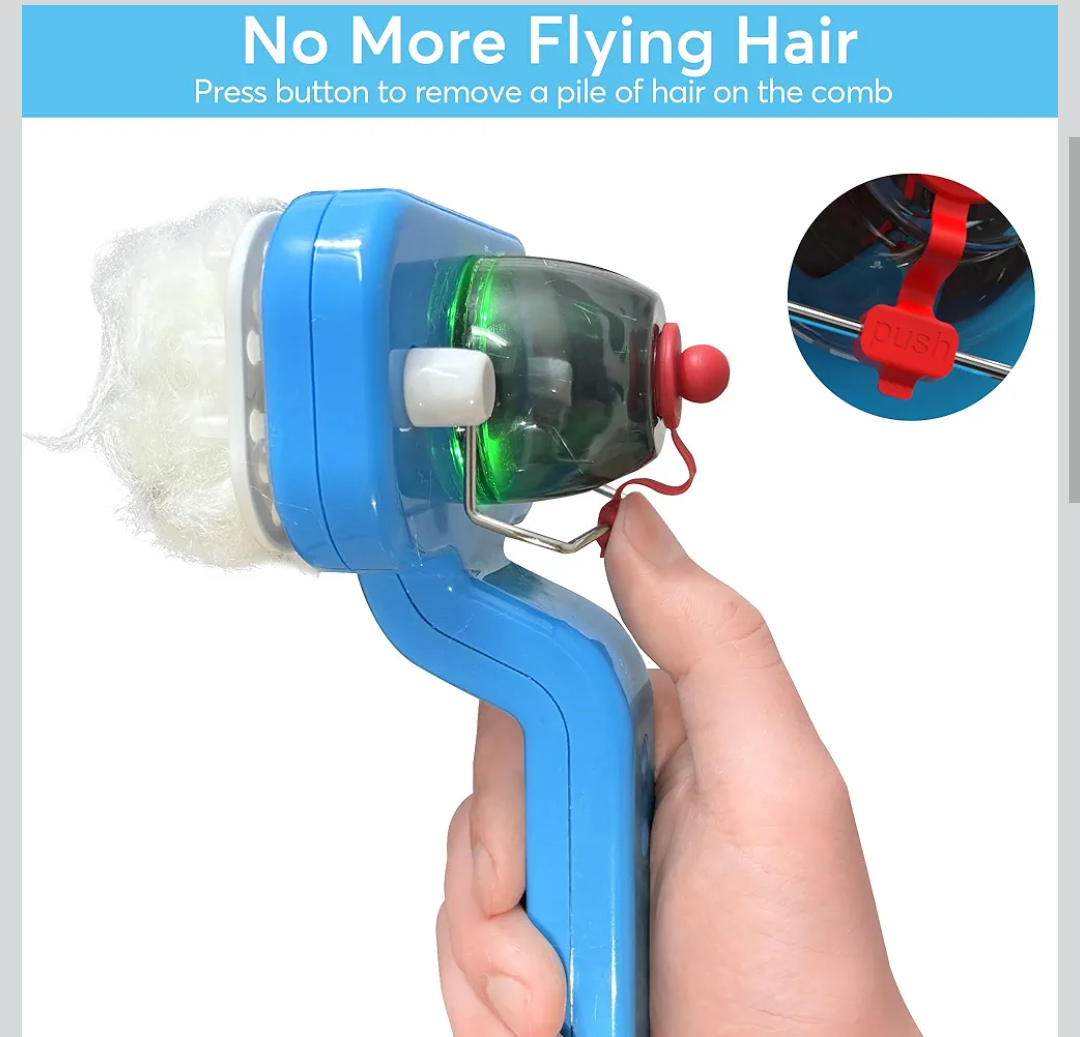 Pet Grooming Comb by DEALGO, Cat Brush, Dog Brush, Humidified & Massaging & Detangling, One-button Remove Hair, Non-Slip Handle, Rechargeable, For Cats & Dogs (Blue, Regular)
