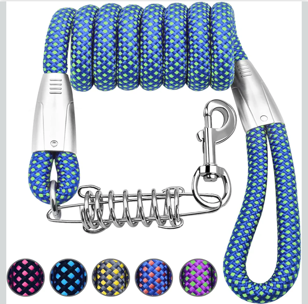 NAZOU 1/3 in Dog Leash for Small Medium Dogs 4ft 6ft 10ft 15ft Heavy Duty Dog Leash Two Color Slip Leash for Dog Training Long Leash for Dogs Outside Up to 90LBS