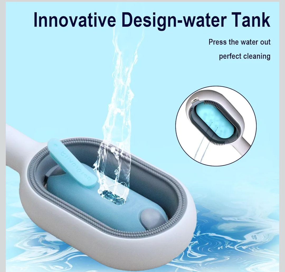 3-in-1 Pet Grooming Tool: Wet Brush with Water Tank, Hair Removal Comb, and Sticky Brush for Cats (Towels Not Included)