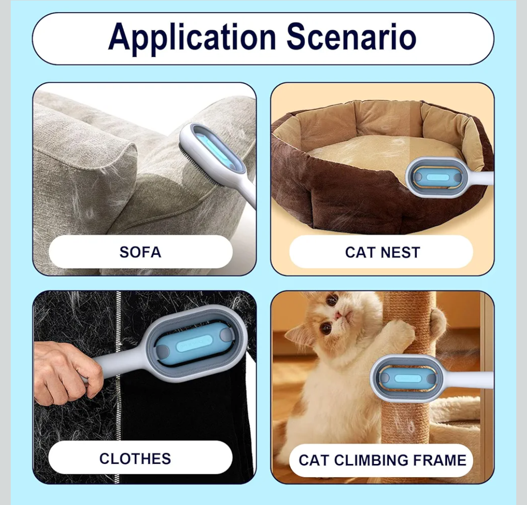 3-in-1 Pet Grooming Tool: Wet Brush with Water Tank, Hair Removal Comb, and Sticky Brush for Cats (Towels Not Included)