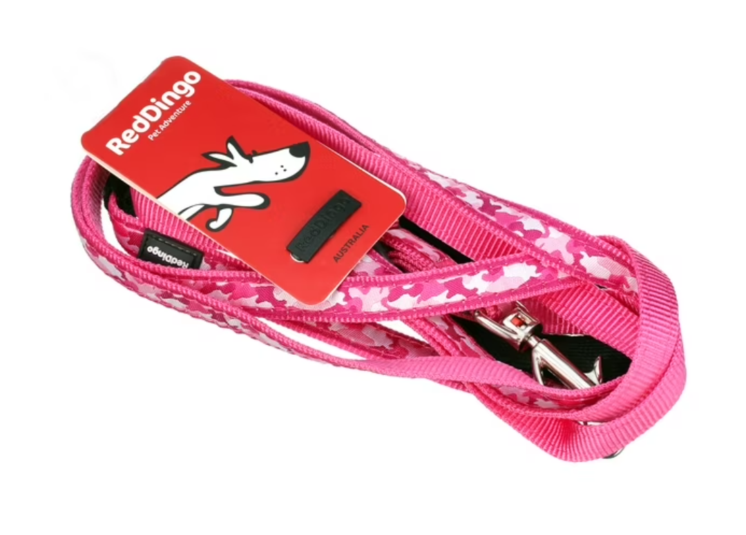 Red Dingo Design Camouflage Hot Pink Dog Leash, Extra-Small, Adjustable Length