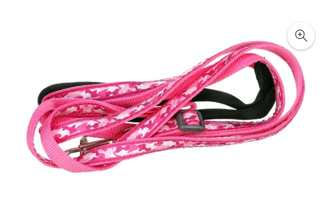 Red Dingo Design Camouflage Hot Pink Dog Leash, Extra-Small, Adjustable Length