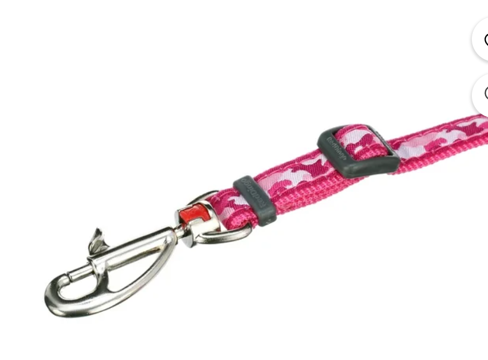 Red Dingo Design Camouflage Hot Pink Dog Leash, Extra-Small, Adjustable Length