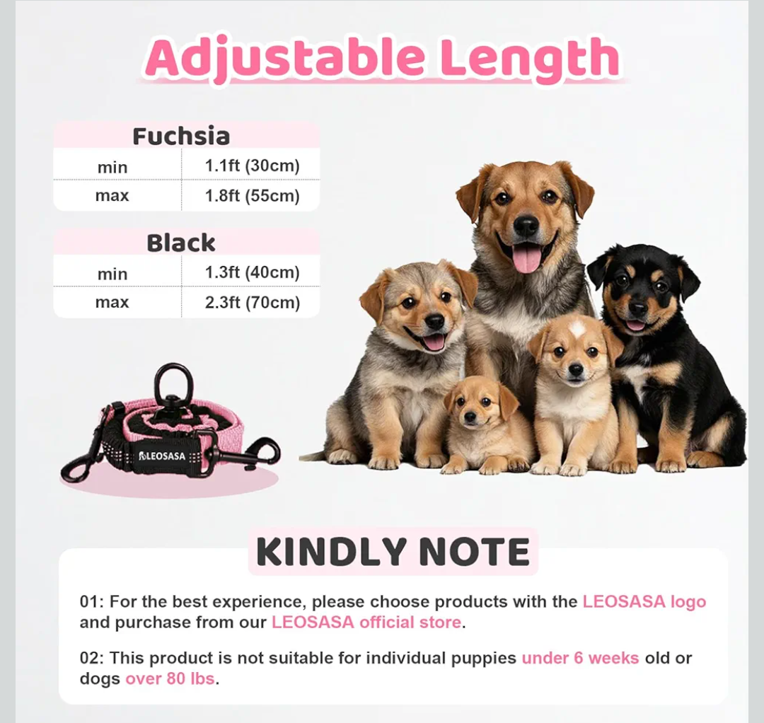 Double Dog Leash - 360°Swivel Tangle Free Splitter Attachment, 2 Dogs Multi-Functional Leashes, Dual Rope for Outdoor Walk Train Small Medium Large Two Pet, Pink