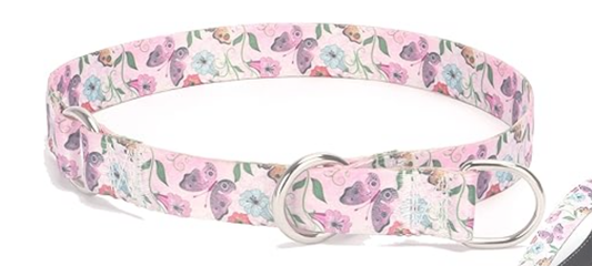 Martingale Dog Collar - No Pull Training Collar with Flower Multicolor Cute Patterns - Premium No Slip Collar with Slidable Stop Ring - Suitable for Small, Medium, Large Dogs (L, Butterflies))
