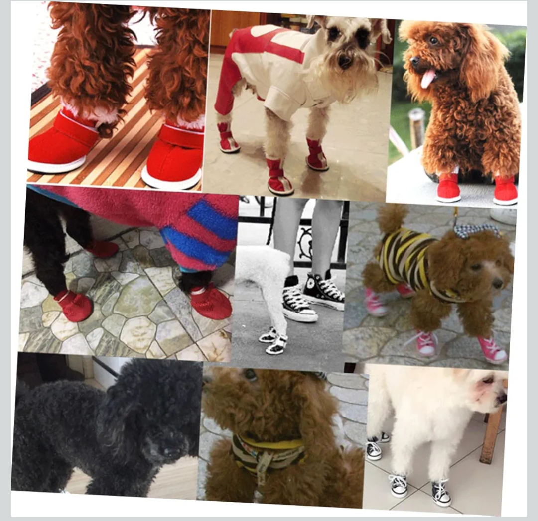 Happyyami Christmas Booties for Dogs Set of 4 Pet Dog Shoes Windproof Rain Booties ( 5 )Yard Red Pet Supplies