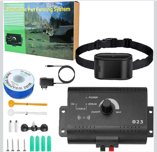 Electric Dog Fence Pet Containment System, Safe Effective, Shock Dog Fence with Waterproof Collar, In-ground Electric Pet Fence for Stubborn Dogs, Area-up to 5000 Square Meters,for1dog