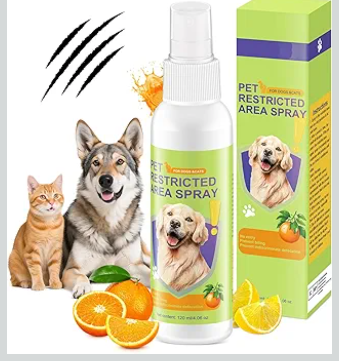 Pet Deterrent Spray - Stops Cat & Dog Peeing, Chewing, Scratching, Natural Citrus & Lemon Formula, Safe, Stain-Free Pee Corrector for Furniture, Shoes Indoor & Outdoor Training (4oz)