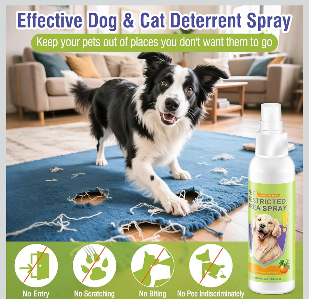 Pet Deterrent Spray - Stops Cat & Dog Peeing, Chewing, Scratching, Natural Citrus & Lemon Formula, Safe, Stain-Free Pee Corrector for Furniture, Shoes Indoor & Outdoor Training (4oz)