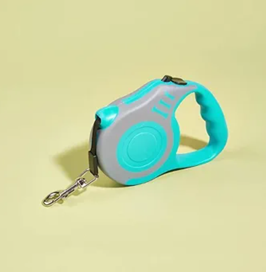 3m Dog Leash for Small Dogs Cat Automatic Retractable Durable Nylon Lead Puppy Outdoor Travel Walking Hiking Traction Rope (3M,Turquoise and Gray)