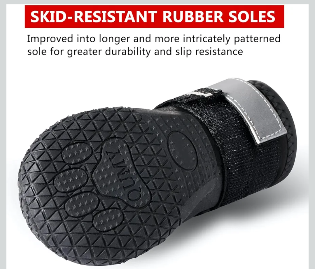 QUMY Dog Shoes for Large Dogs, Medium Dog Boots & Paw Protectors for Winter Snowy Day, Summer Hot Pavement, Waterproof in Rainy Weather, Outdoor Walking, Indoor Hardfloors Anti Slip Sole Red Size 6