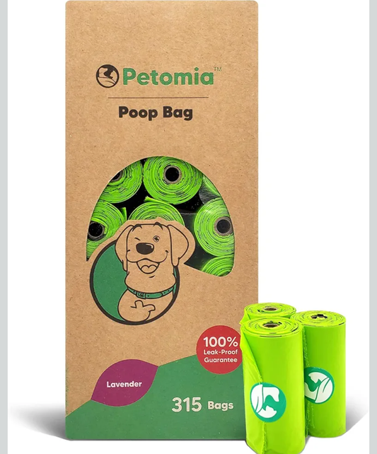 Petomia 315 Pet Poop Bags on 21 Refill Rolls - Dog Poop Bags, Guaranteed Leak Proof and Extra Thick Waste Bag Refill Rolls For Dogs (9 x 13 inches)