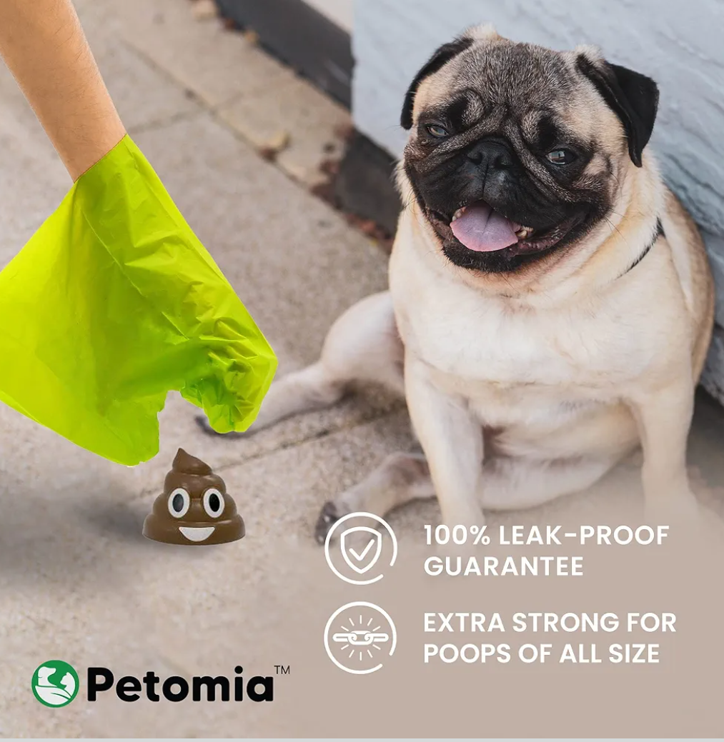 Petomia 315 Pet Poop Bags on 21 Refill Rolls - Dog Poop Bags, Guaranteed Leak Proof and Extra Thick Waste Bag Refill Rolls For Dogs (9 x 13 inches)