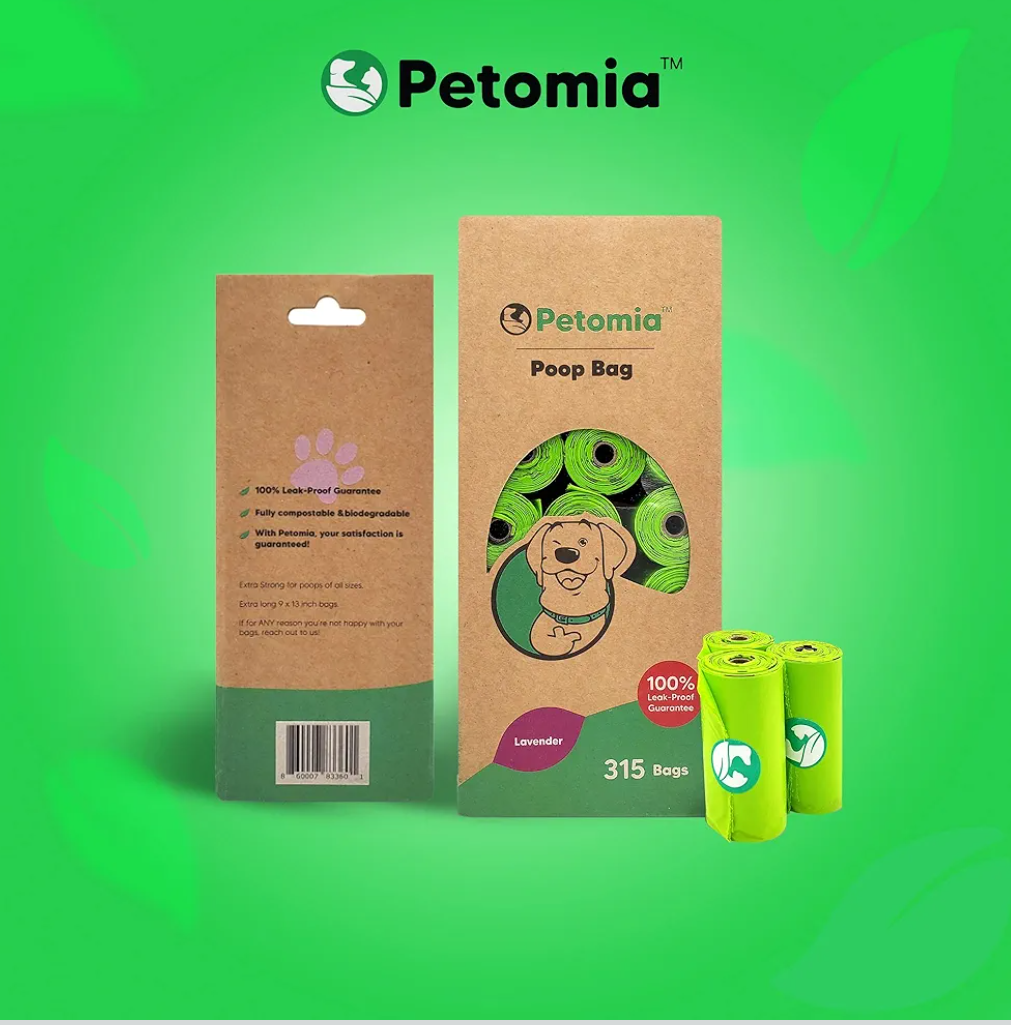 Petomia 315 Pet Poop Bags on 21 Refill Rolls - Dog Poop Bags, Guaranteed Leak Proof and Extra Thick Waste Bag Refill Rolls For Dogs (9 x 13 inches)
