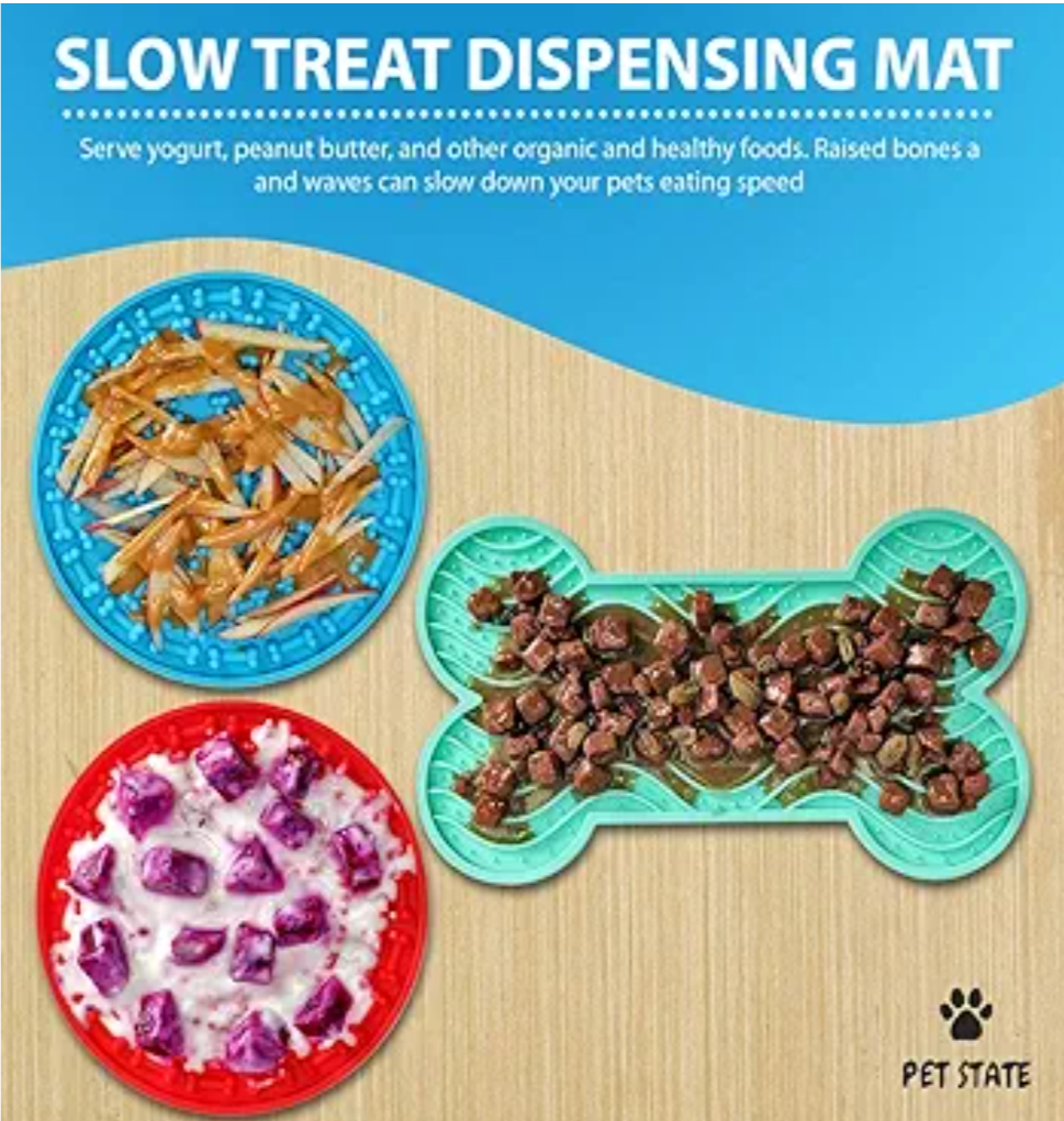 PET STATE Licking Pad for Dog, Boredom and Anxiety Reducer for Dog Bath, 3 Pcs Dog Slow Feeder, Super Strong Suction on Wall, Dog Peanut Butter Lick Pad, BPA Free and Non-Toxic