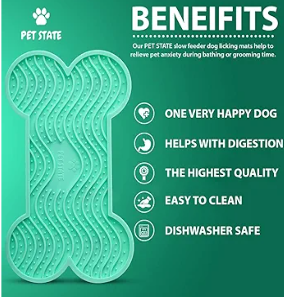 PET STATE Licking Pad for Dog, Boredom and Anxiety Reducer for Dog Bath, 3 Pcs Dog Slow Feeder, Super Strong Suction on Wall, Dog Peanut Butter Lick Pad, BPA Free and Non-Toxic