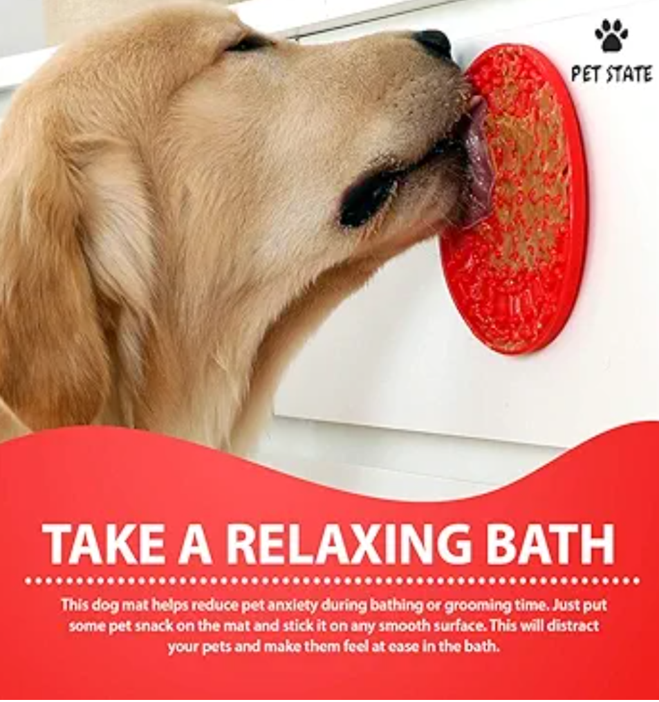 PET STATE Licking Pad for Dog, Boredom and Anxiety Reducer for Dog Bath, 3 Pcs Dog Slow Feeder, Super Strong Suction on Wall, Dog Peanut Butter Lick Pad, BPA Free and Non-Toxic