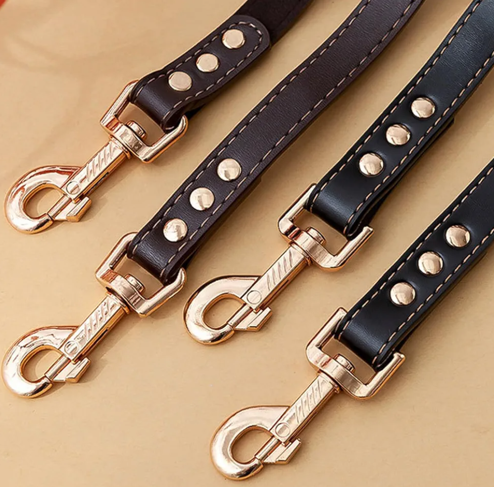 Leather Dog Leash 5ft, Warbriie Heavy Duty Dog Leash, Strong and Sturdy Leather Braided Dog Leash, Soft and Comfortable Leather Leash for Medium Large Dogs