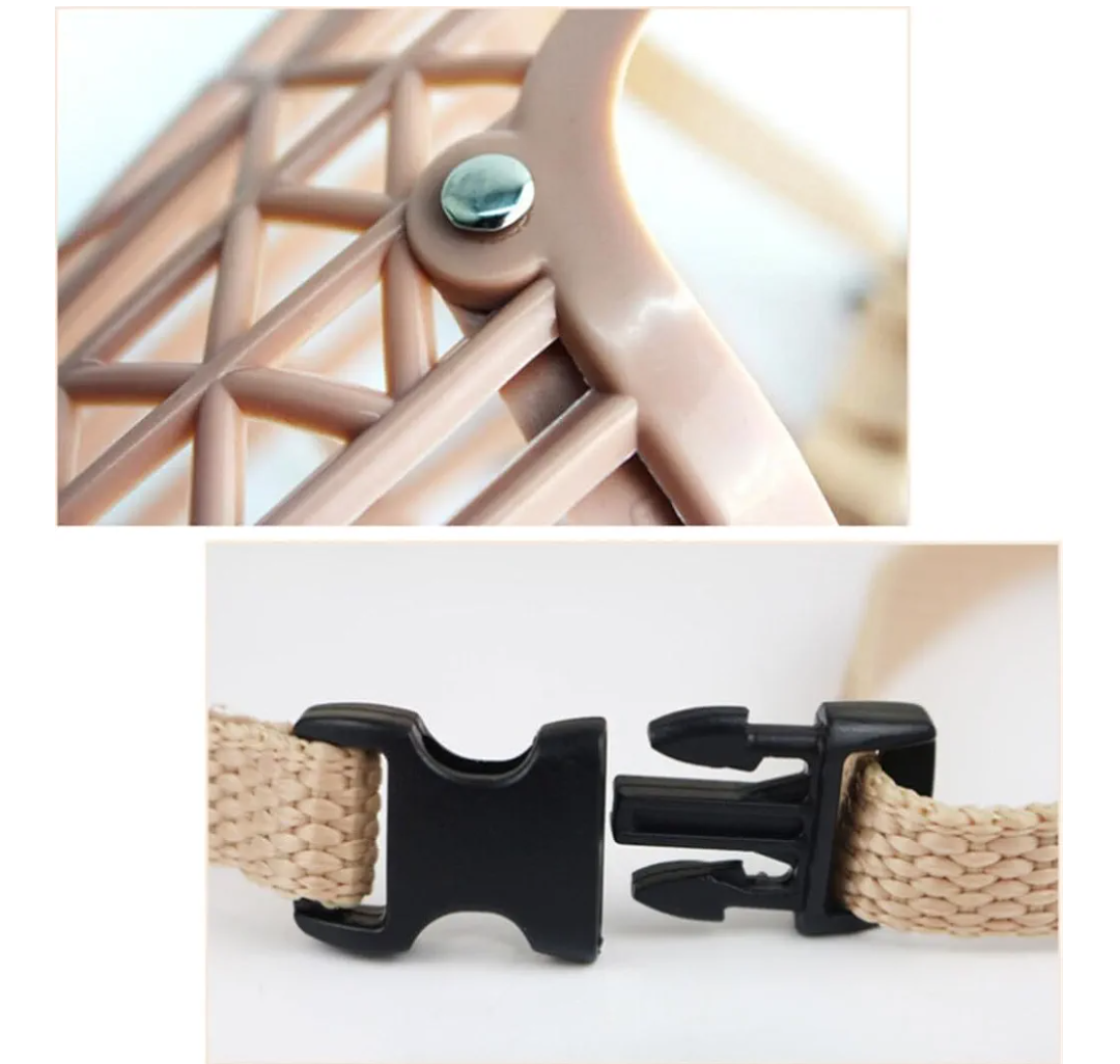 2 piece Dog Muzzles Set - Adjustable Plastic Basket Muzzle with Pu Leather Straps - Dog Mouth Covers for Training Barking Prevention and Chewing Comfortable and Breathable Design Apricot