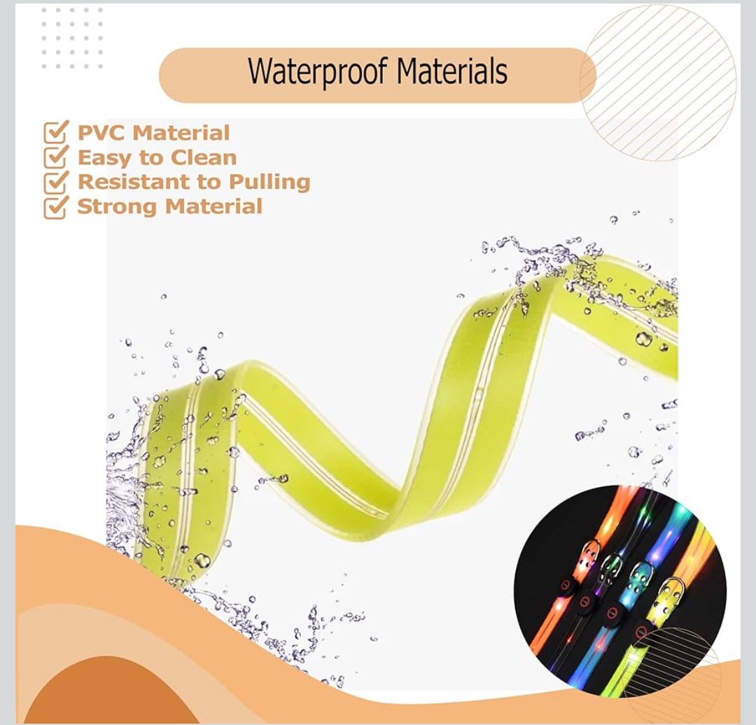 Safety Led Dog Leash for Night Walking - Glow in The Dark - Water Resistant Nylon Webbing - Lightweight and Heavy Duty - USB Rechargeable - RGB Color Changing - Suitable for All Dogs (Yellow)