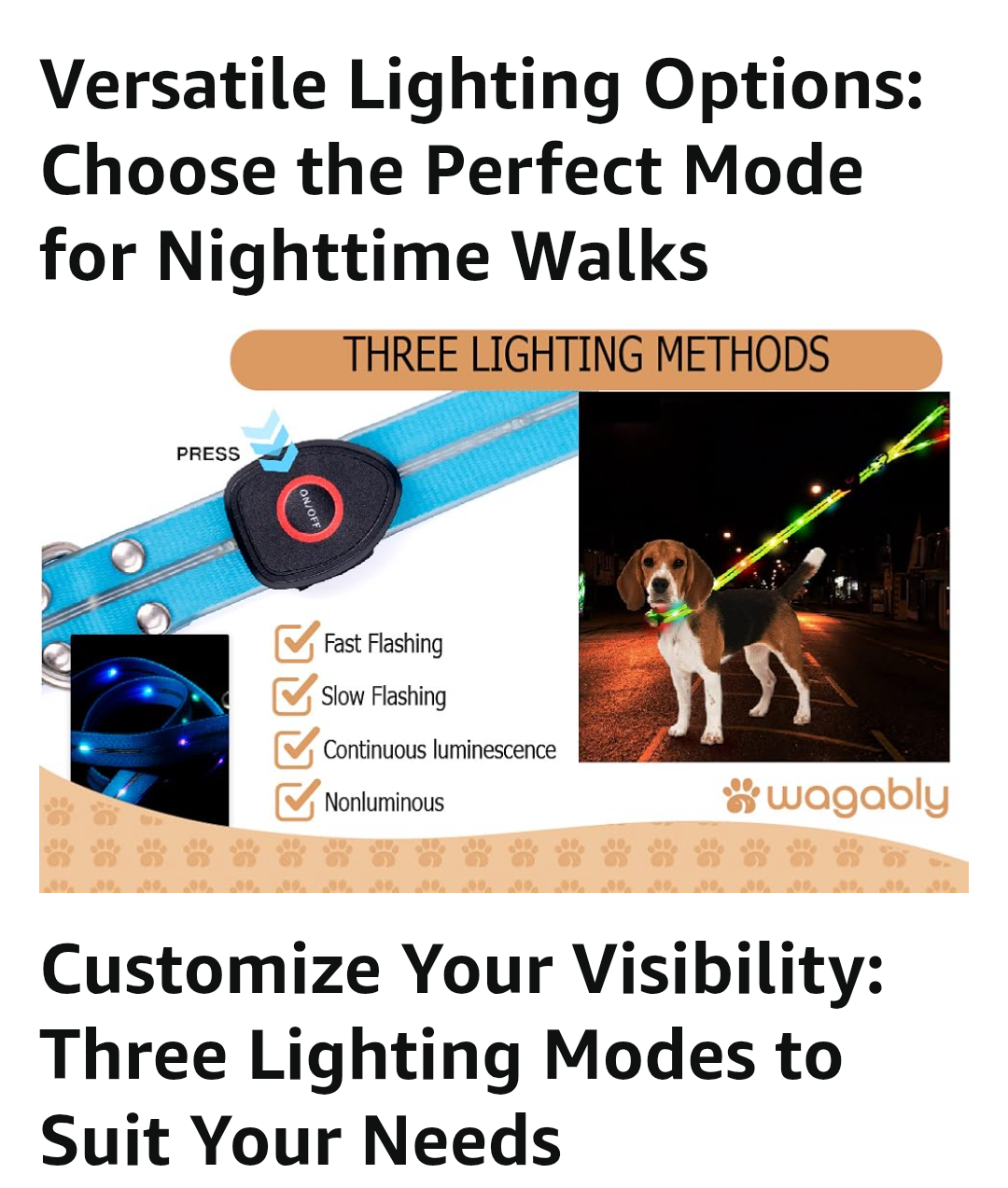 Safety Led Dog Leash for Night Walking - Glow in The Dark - Water Resistant Nylon Webbing - Lightweight and Heavy Duty - USB Rechargeable - RGB Color Changing - Suitable for All Dogs (Yellow)