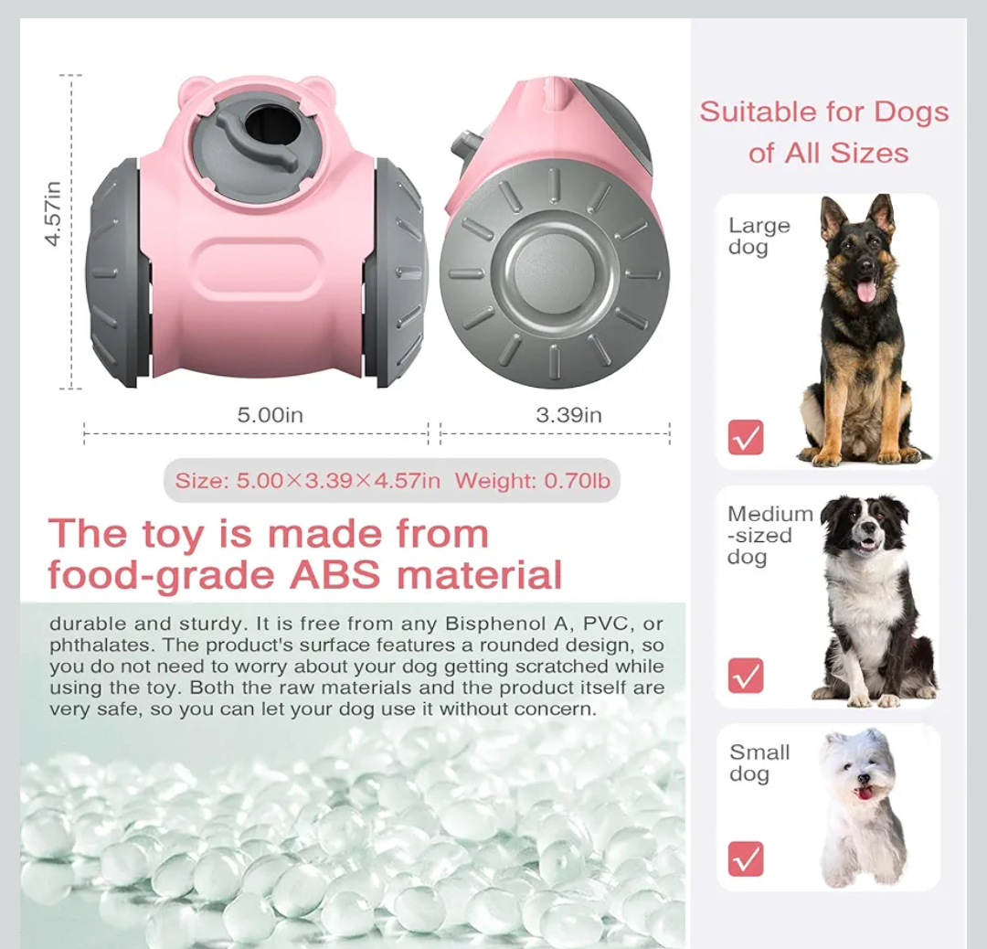 Rolling Dog Slow Feeder Toy - Dog Puzzles for Smart Dogs, Treat Dispensing Puzzle Toy for Small, Medium & Large Dogs – Engaging Food Dispenser for IQ Training & Boredom Relief