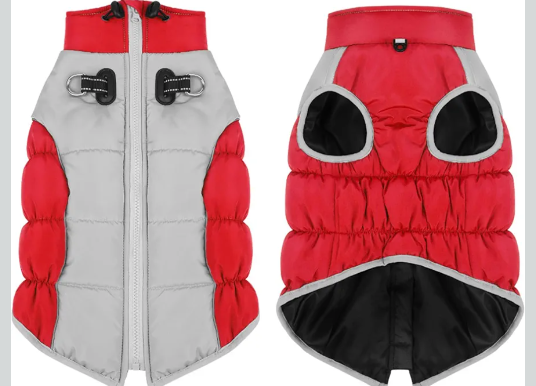Dog Cold Weather Coats - Cozy Waterproof Windproof Reversible Winter Dog Jacket, Thick Padded Warm Coat, Red (X-Large)