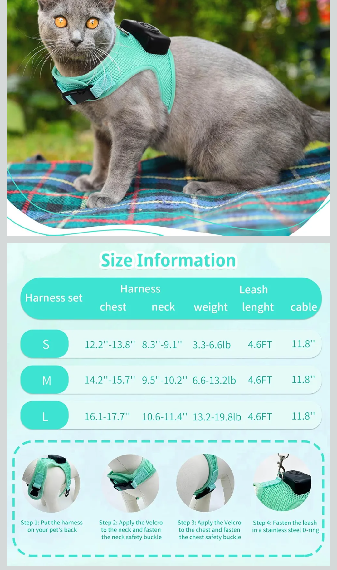 Roodisar Cooling Dog Harness and Leash Set Wearable Air Conditioner Dog Vest Harness Light Up Easy Walk Dog Harness Mesh Front Clip Puppy Harnesses for Small Dogs,PINK SMALL