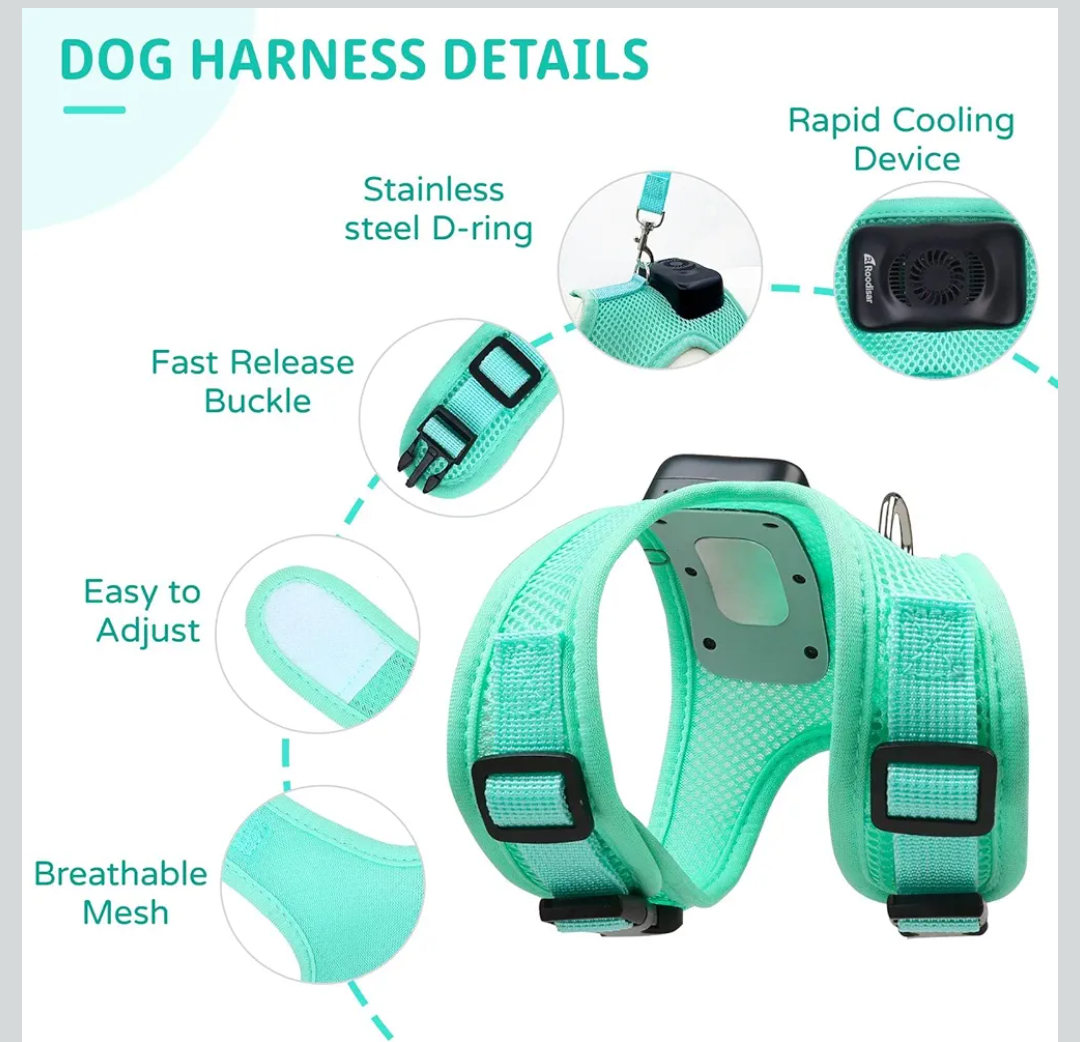 Roodisar Cooling Dog Harness and Leash Set Wearable Air Conditioner Dog Vest Harness Light Up Easy Walk Dog Harness Mesh Front Clip Puppy Harnesses for Small Dogs,PINK SMALL