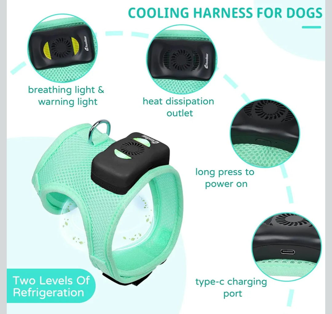 Roodisar Cooling Dog Harness and Leash Set Wearable Air Conditioner Dog Vest Harness Light Up Easy Walk Dog Harness Mesh Front Clip Puppy Harnesses for Small Dogs,PINK SMALL