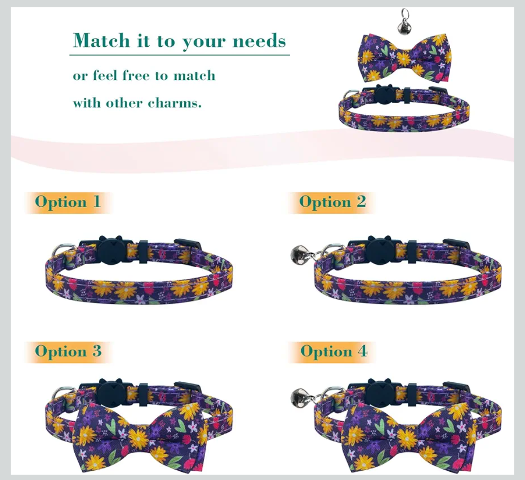 SuperBuddy Cat Collars Breakaway with Bell - Cat Safety Collars for Boys & Girls - Safety Buckle Kitten Collar for Pet