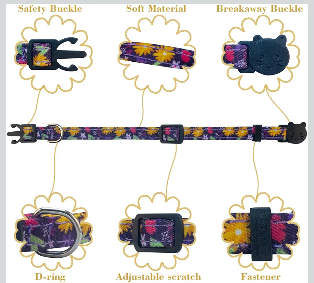 SuperBuddy Cat Collars Breakaway with Bell - Cat Safety Collars for Boys & Girls - Safety Buckle Kitten Collar for Pet