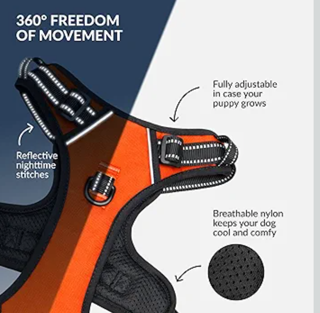 CollarDirect No Pull Reflective Dog Harness with Handle and Front Clip, Adjustible Soft Padded Vest for Small to Large Dogs Training and Walk (Size XL, Black)