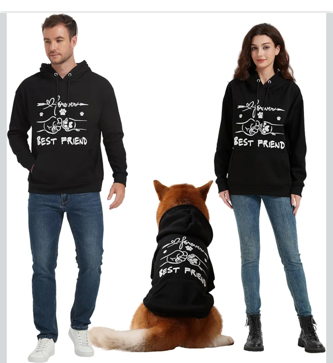 Dog Hoodies Premium Quality, Dog and Owner Matching Hoodies, Dog Warm Jacket Calming Milk Soft Fleece Interior MEDIUM