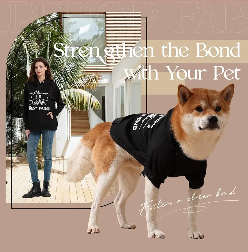 Dog Hoodies Premium Quality, Dog and Owner Matching Hoodies, Dog Warm Jacket Calming Milk Soft Fleece Interior MEDIUM