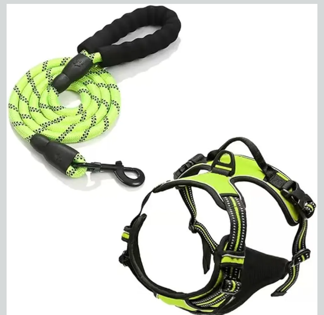 Dog Harness No Pull,Adjustable Pet Vest Harness Black with Handle, Reflective Oxford No Choke Pet Vest with Easy Control Handle for Dogs (Fluorescent Green, S)