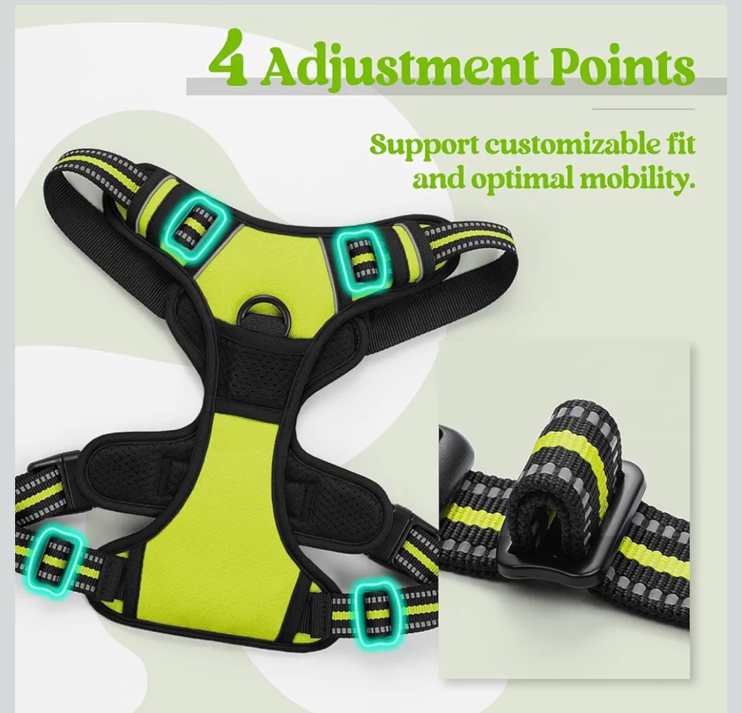 Dog Harness No Pull,Adjustable Pet Vest Harness Black with Handle, Reflective Oxford No Choke Pet Vest with Easy Control Handle for Dogs (Fluorescent Green, S)