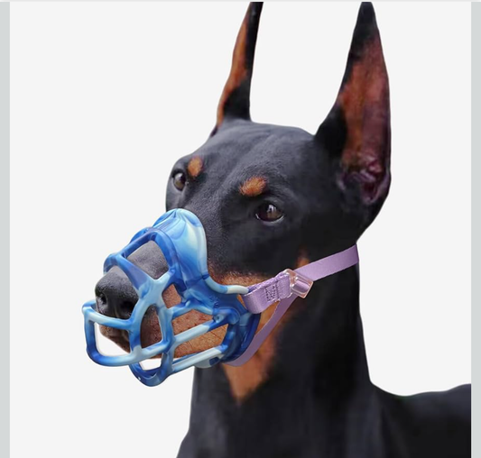 Basket Muzzle for Small to Large Dogs - Allows Panting & Drinking, Ideal for Grooming & Training (Blue, Size 4)