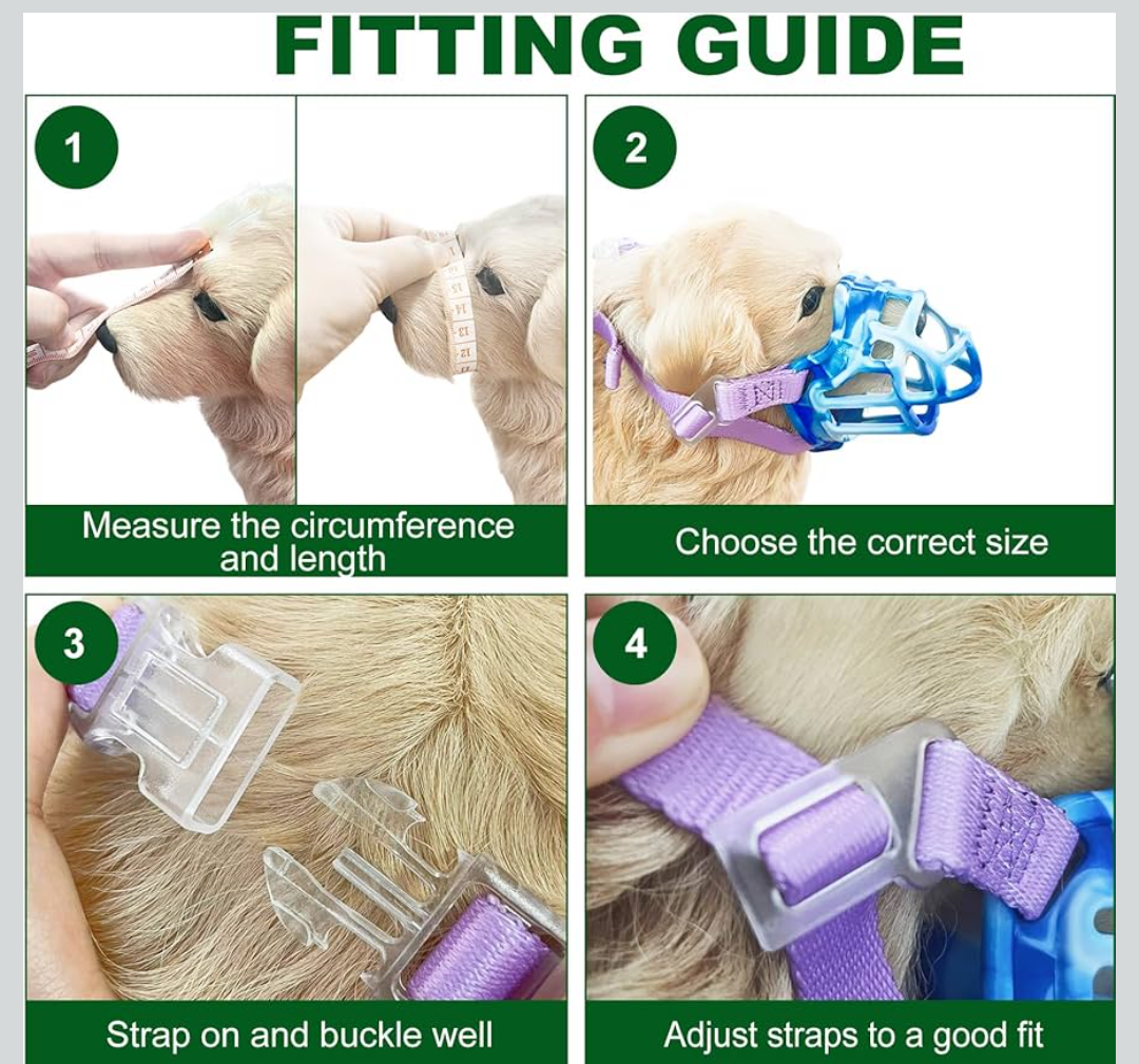 Basket Muzzle for Small to Large Dogs - Allows Panting & Drinking, Ideal for Grooming & Training (Blue, Size 4)