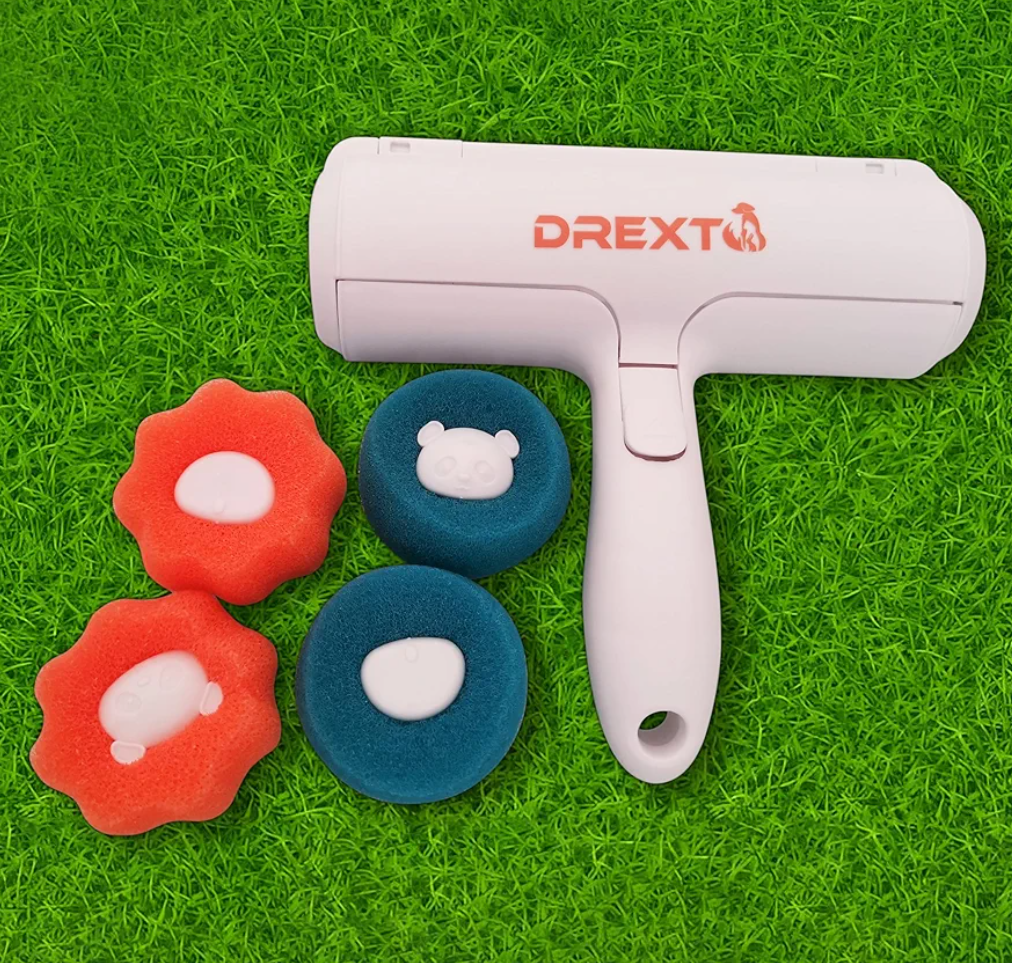 Drext Roller Pet Hair Remover, Reusable Lint Roller - Pet Hair Remover for Laundry, Cat and Dog Hair Remover for Furniture, Couch, Carpet, Clothing Bedding - Portable Multi-Surface Fur Removal Tool.
